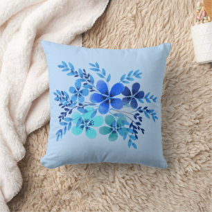 Cojín Decorativo Acuarela flor azul