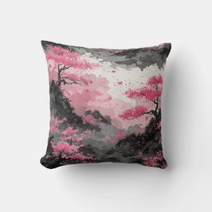 Cojín Decorativo Acuarela Flor de Cerezo Japonesa Rosa