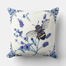 Cojín Decorativo Acuarela Floral Abeja Jardín Día de la Madre