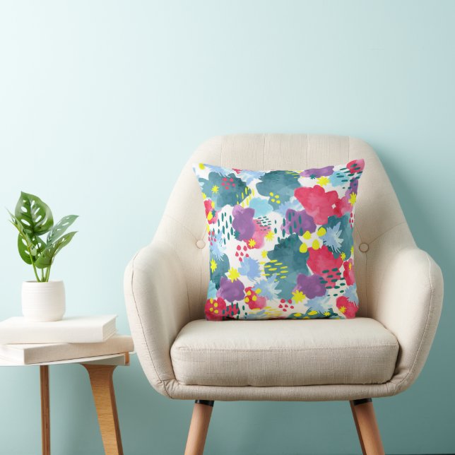 Cojín Decorativo Acuarela floral abstracta (Silla)