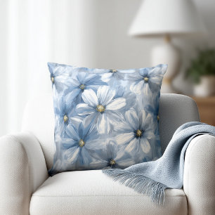 Cojín Decorativo Acuarela Floral Azul Pálido