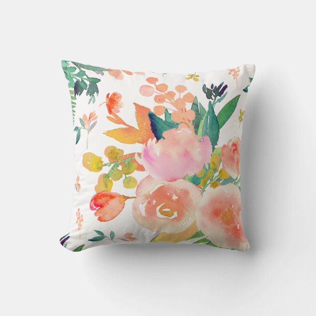 Cojín Decorativo Acuarela floral de PixDezines/Peonies (Anverso)