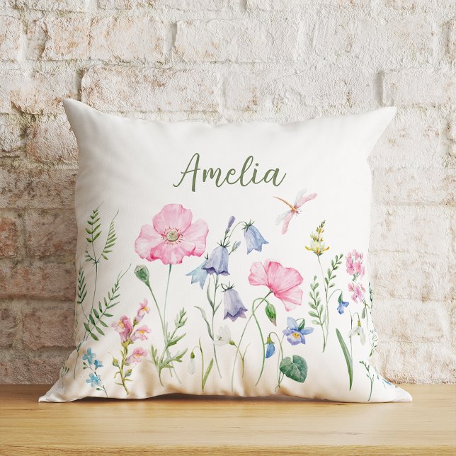 Cojín Decorativo acuarela floral de primavera personalizada (Subido por el creador)