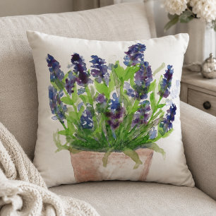 Cojín Decorativo Acuarela Floral Lavanda