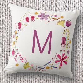 Cojín Decorativo Acuarela floral monograma