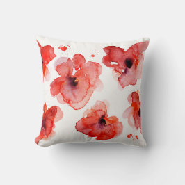 Cojín Decorativo Acuarela floral roja elegante