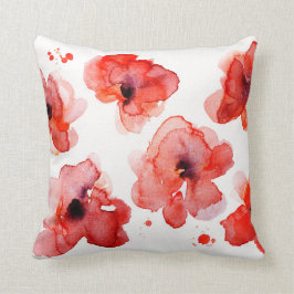 Cojín Decorativo Acuarela floral roja elegante
