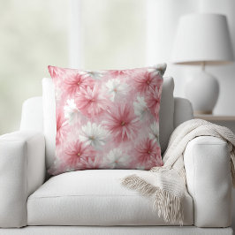 Cojín Decorativo Acuarela floral rosa y blanco