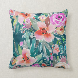 Cojín Decorativo Acuarela floral tropical colorida de WOOT