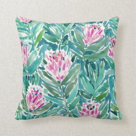 Cojín Decorativo Acuarela floral tropical del PARAÍSO del PROTEA
