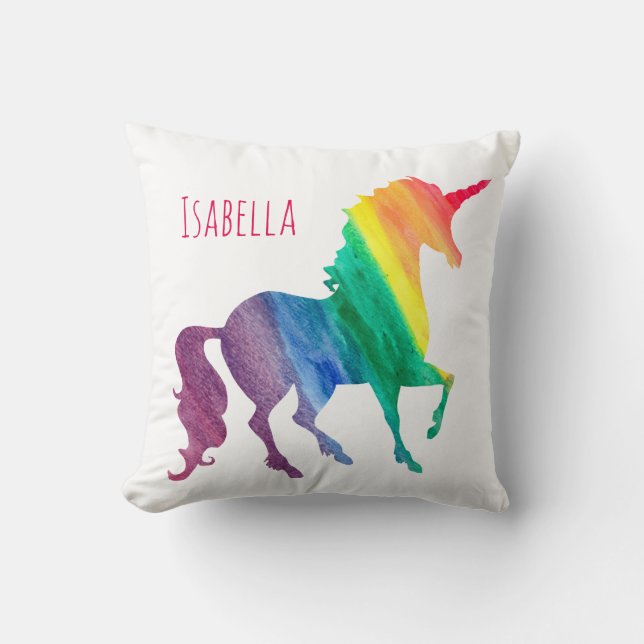 Cojín Decorativo Acuarela fresca personalizada del unicornio del (Anverso)