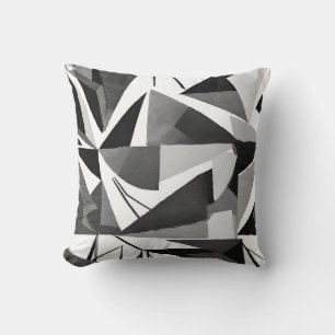 Cojín Decorativo Acuarela geométrica moderna abstracta en blanco y