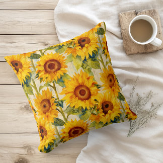 Cojín Decorativo Acuarela Girasoles Estilo Vincent Van Gogh