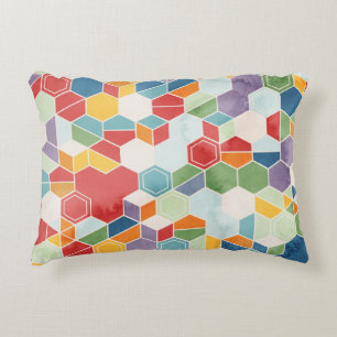 Cojín Decorativo Acuarela Hexagón, Mosaico Aleatorio.