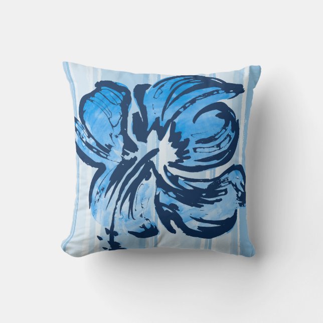 Cojín Decorativo Acuarela Hibiscus Reversible Square Pillow (Anverso)