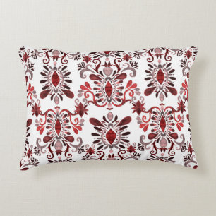 Cojín Decorativo Acuarela Ikat: Típica Étnica Sin Marea.