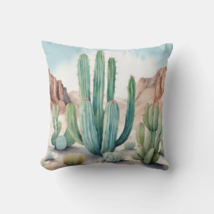Cojín Decorativo Acuarela inspirada en el desierto Cactus Decorativ