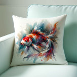 Cojín Decorativo Acuarela japonesa Koi Fish Pillows<br><div class="desc">Trae armonía y elegancia a tu espacio con esta almohada de arte abstracto de peces koi, inspirada en las técnicas tradicionales de acuarela japonesas. Con sus elegantes peces koi en tonos rojos, naranjas y blancos, este diseño mezcla el simbolismo oriental con la serenidad moderna. Un símbolo clásico de perseverancia, belleza...</div>