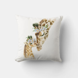 Cojín Decorativo Acuarela, jirafa, mamá y bebé, ducha de bebé, n