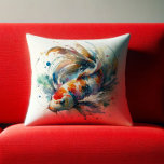 Cojín Decorativo Acuarela Koi Fish Art Pillows<br><div class="desc">Eleva tu decoración de casa con la serena elegancia de nuestras almohadas acuarelas de arte de peces koi, con vibrantes y meticulosamente trabajadas obras de arte de gráciles peces koi en tonos naranjas, rojos, azules, verdes y blancos. Simbolizando la buena fortuna y la belleza, esta almohada capta la esencia de...</div>