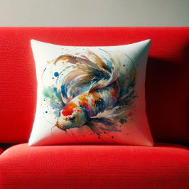 Cojín Decorativo Acuarela Koi Fish Art Pillows