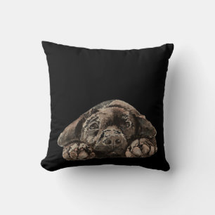 Cojín Decorativo Acuarela Labrador Negro Mascota perro