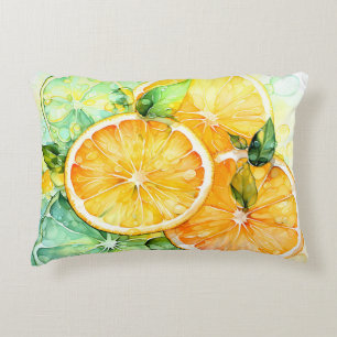 Cojín Decorativo Acuarela Limón Naranja Lima Botánica Cocina