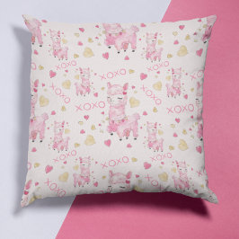 Cojín Decorativo Acuarela Llama Rosa XOXO