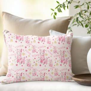 Cojín Decorativo Acuarela Llama Rosa XOXO