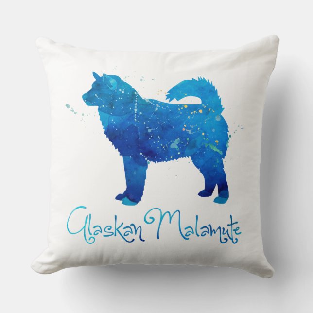 Cojín Decorativo Acuarela malamuta de Alaskan (Anverso)