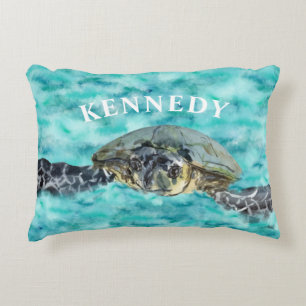 Cojín Decorativo Acuarela Mar Turtle Ocean Swift Personalizado