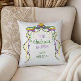 Cojín Decorativo Acuarela Mardi Gras Bandas Personalizadas