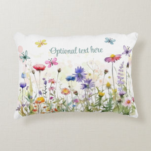 Cojín Decorativo Acuarela Mariposas flor silvestre menta de texto