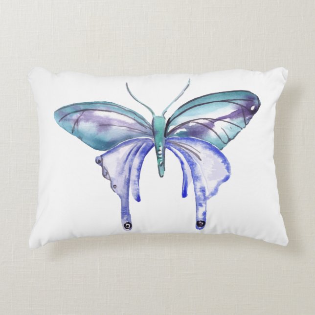 Cojín Decorativo acuarela marrón azul morado (Anverso)