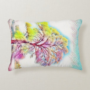 Cojín Decorativo Acuarela moderna de árboles nevados de colores