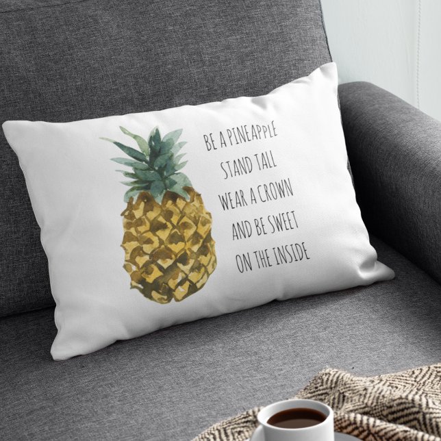 Cojín Decorativo Acuarela moderna piña y cita graciosa positiva (Subido por el creador)