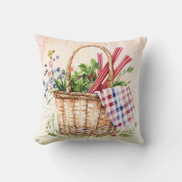 Cojín Decorativo Acuarela Monogramada Red Rhubarb & Herbs