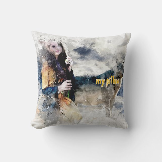 Cojín Decorativo Acuarela Monogramada Texturada Pillow (Anverso)