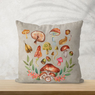 Cojín Decorativo Acuarela Mushroom