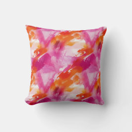 Cojín Decorativo Acuarela Naranja Rosa Abstracto
