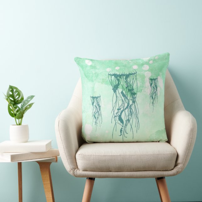 Cojín Decorativo Acuarela Náutica Mar Verde (Silla)