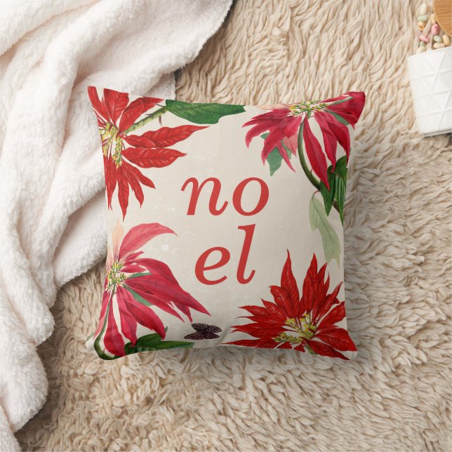 Cojín Decorativo Acuarela Noel Festible Poinsettia Floral (Manta)