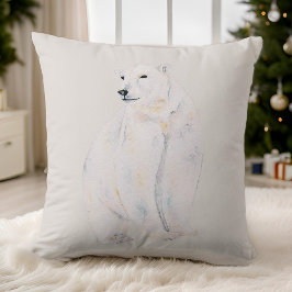 Cojín Decorativo Acuarela Oso Polar Navidades bohemios de diseño