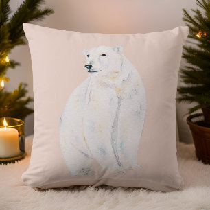 Cojín Decorativo Acuarela Oso Polar Navidades bohemios de diseño