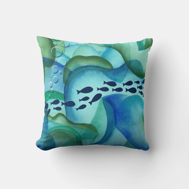 Cojín decorativo acuarela para peces (Anverso)