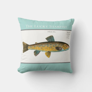 Cojín Decorativo Acuarela personalizada de pesca de trucha vintage