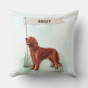 Cojín Decorativo Acuarela personalizada de Setter Irlandés perro