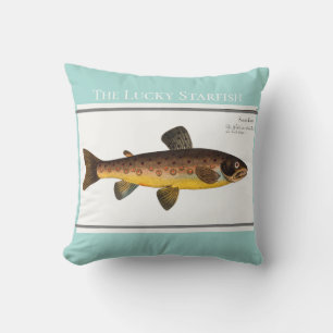 Cojín Decorativo Acuarela personalizada de trucha de pesca vintage