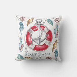 Cojín Decorativo Acuarela personalizada Elementos náuticos