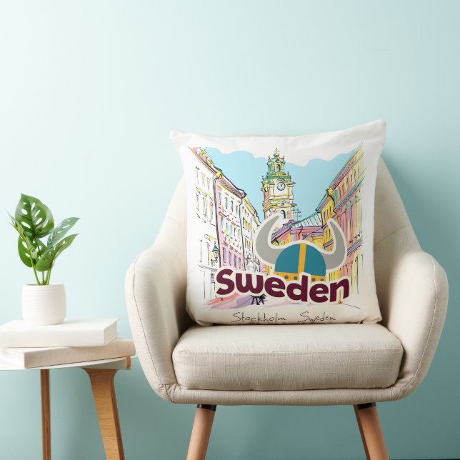 Cojín Decorativo Acuarela personalizada Estocolmo Suecia (Silla)